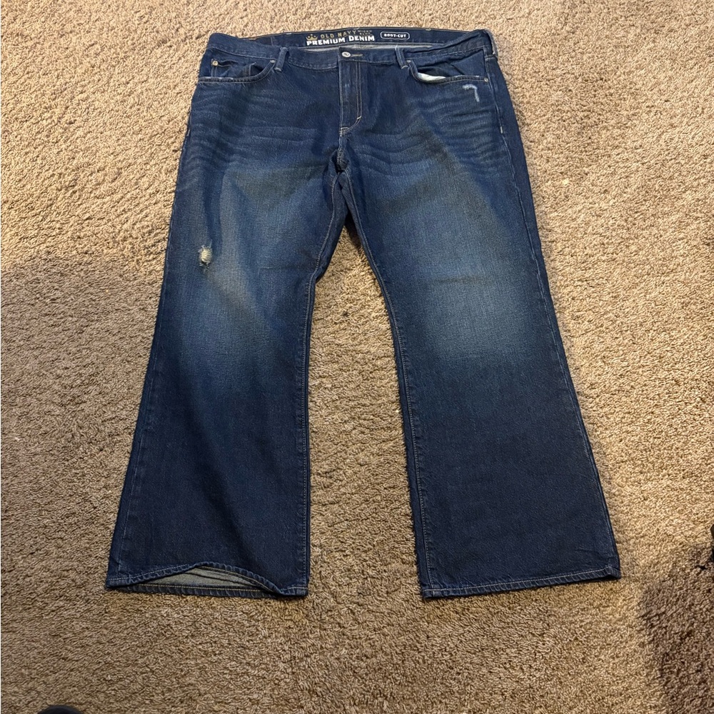 Men's Blue Denim Jeans distressed premium 42x30 old navy men’s
